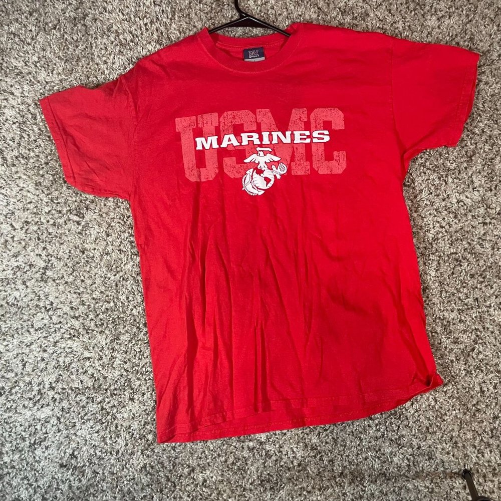 USMC Official Marines T-Shirt Men's Shirt, Red - L